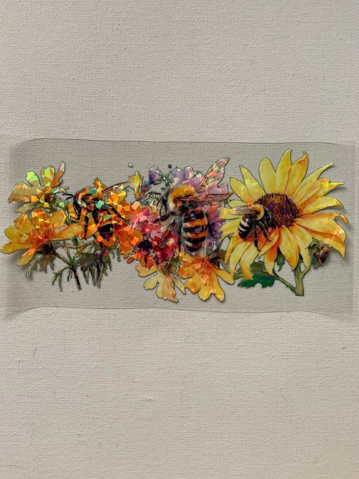 Bees and flowers holographic decal
