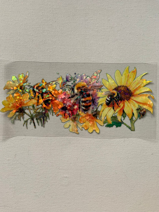 Bees and flowers holographic decal