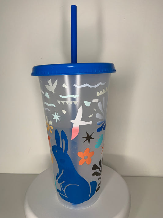 Easter magic colour changing tumblers 24 oz, with lid and straw
