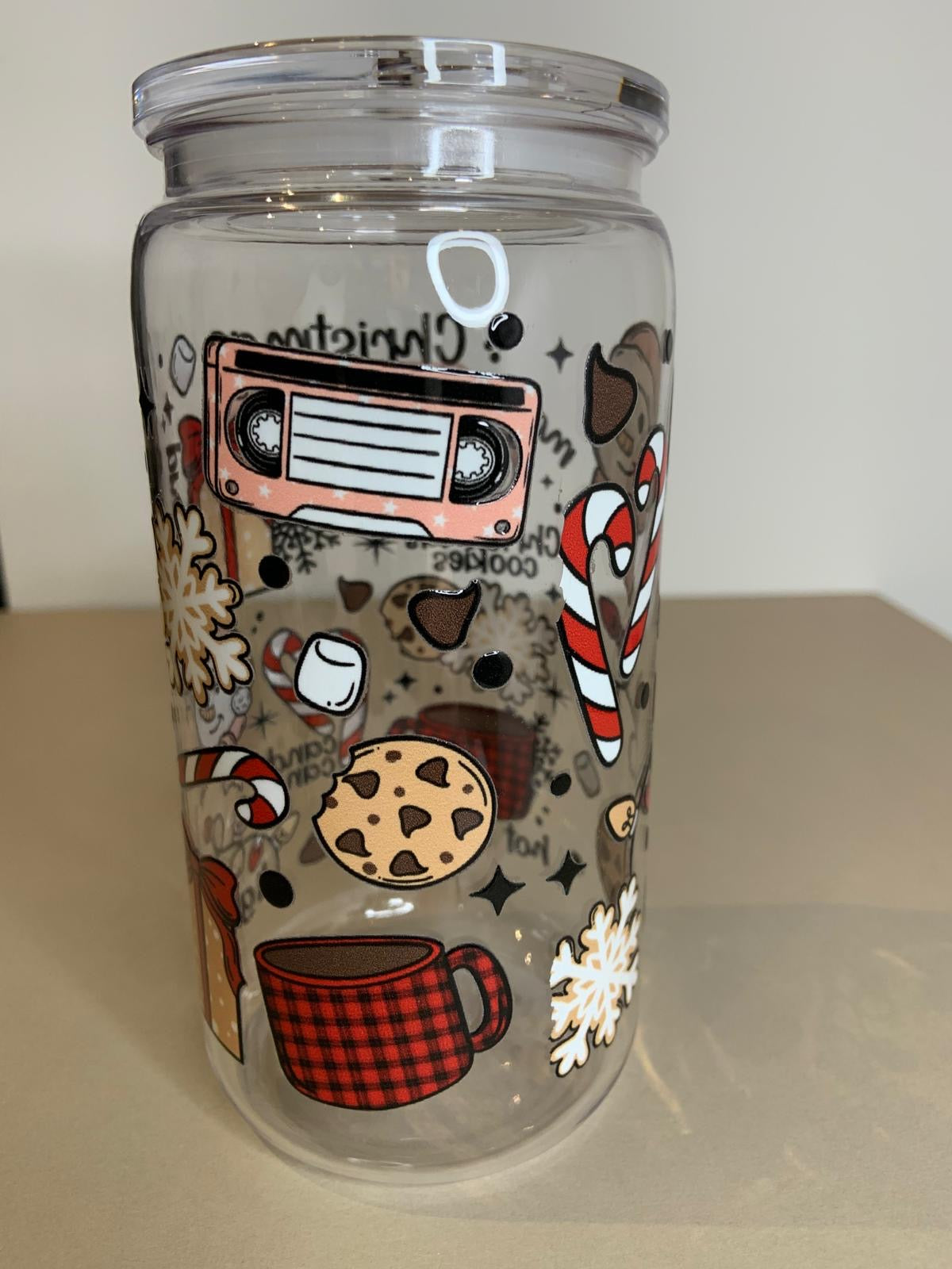 Christmas Season cold cup, 16oz, single wall.