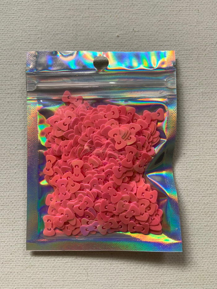 Pink Kitty bows, shaped glitter, 10 grams
