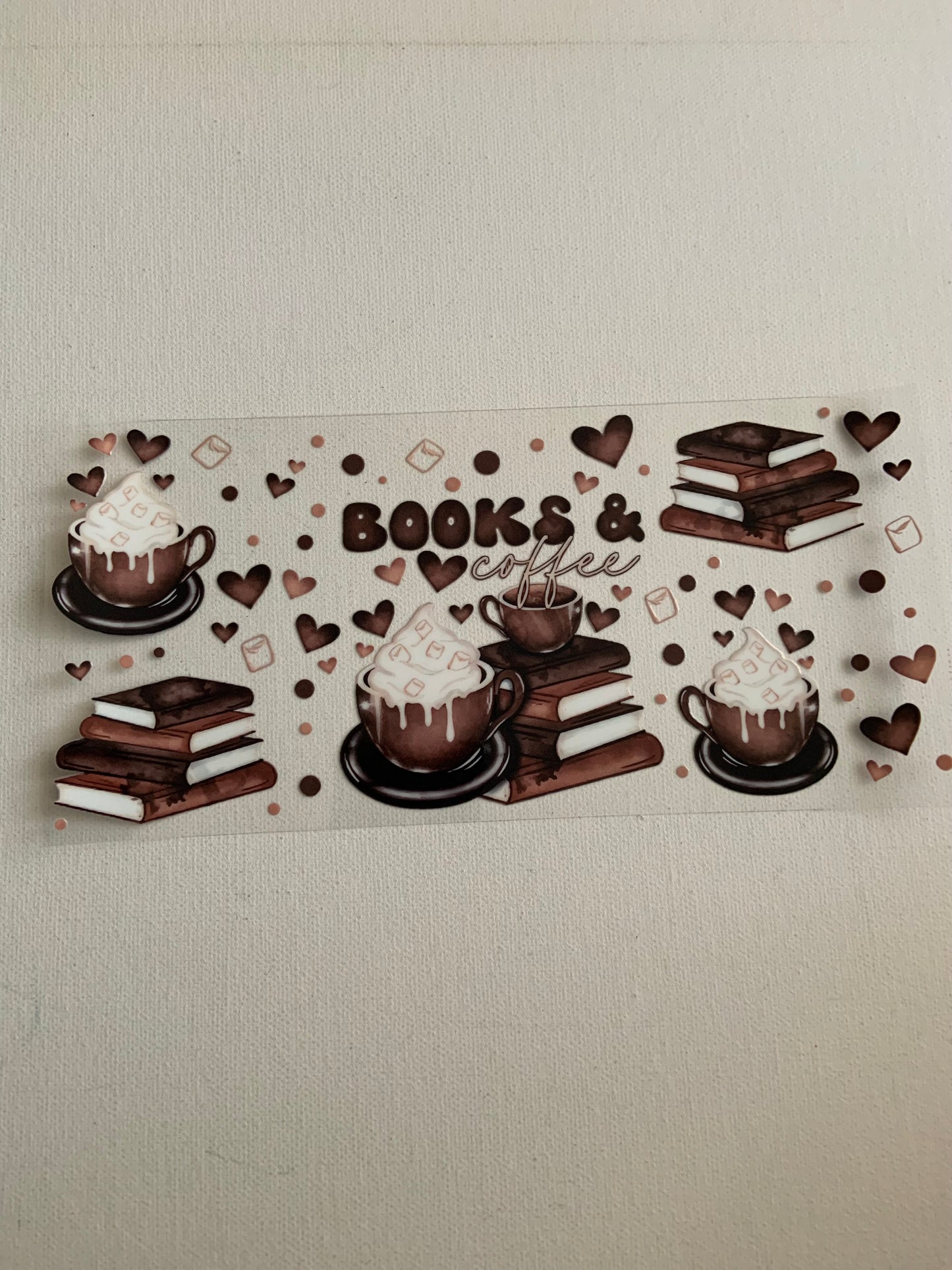 Books and coffee decal