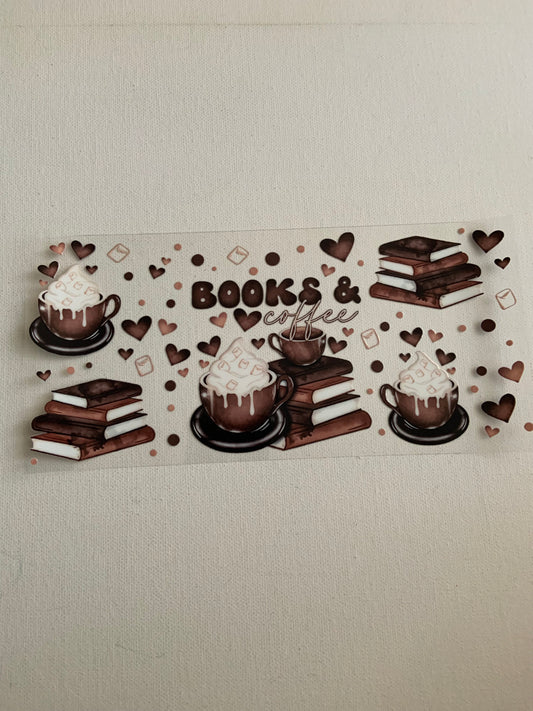 Books and coffee decal