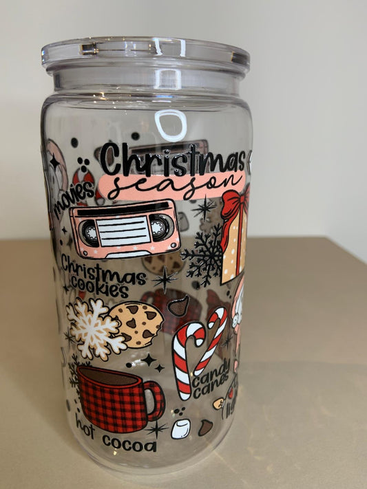 Christmas Season cold cup, 16oz, single wall.