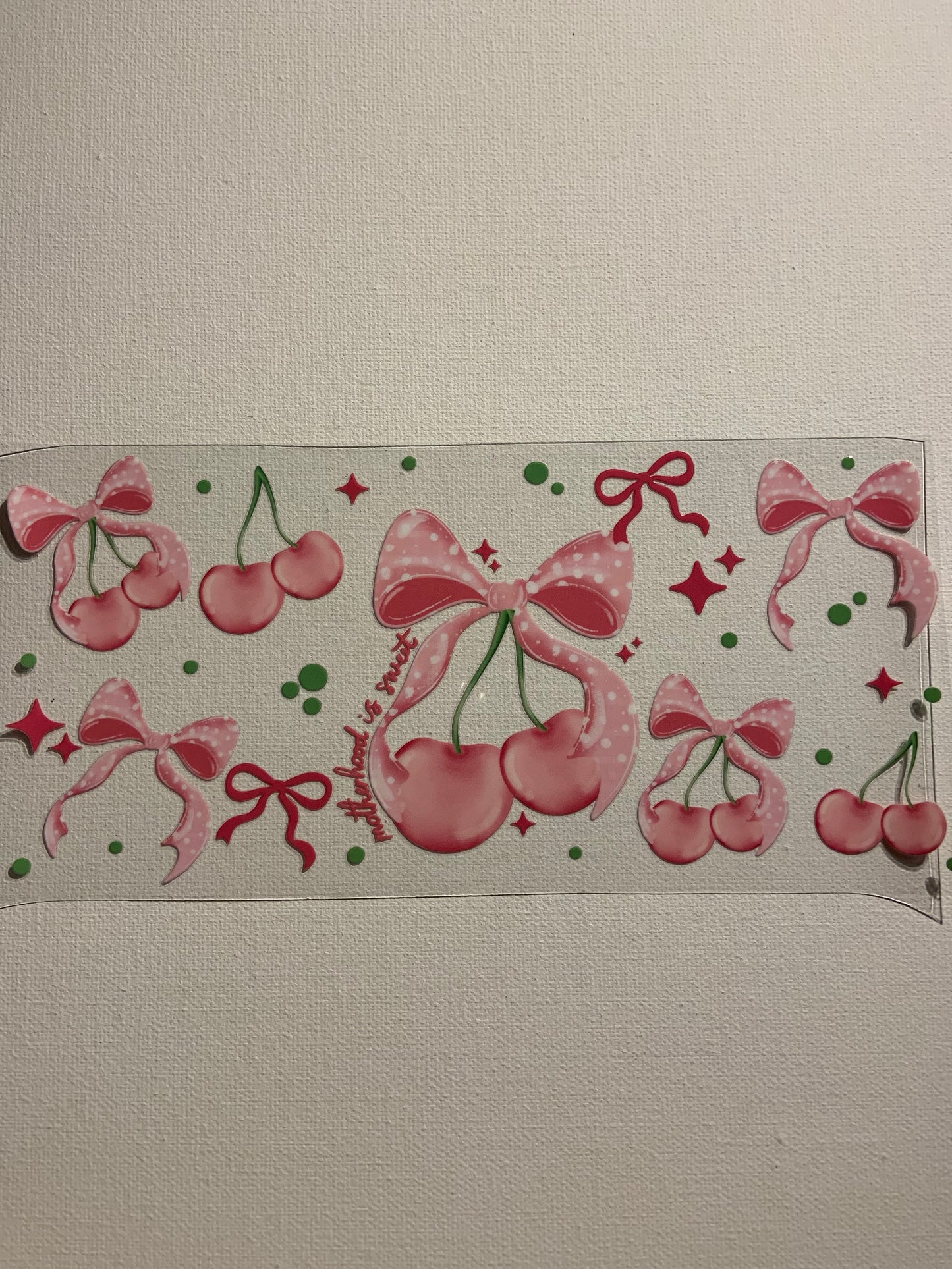“Motherhood is sweet” Cherries and Bows Decal