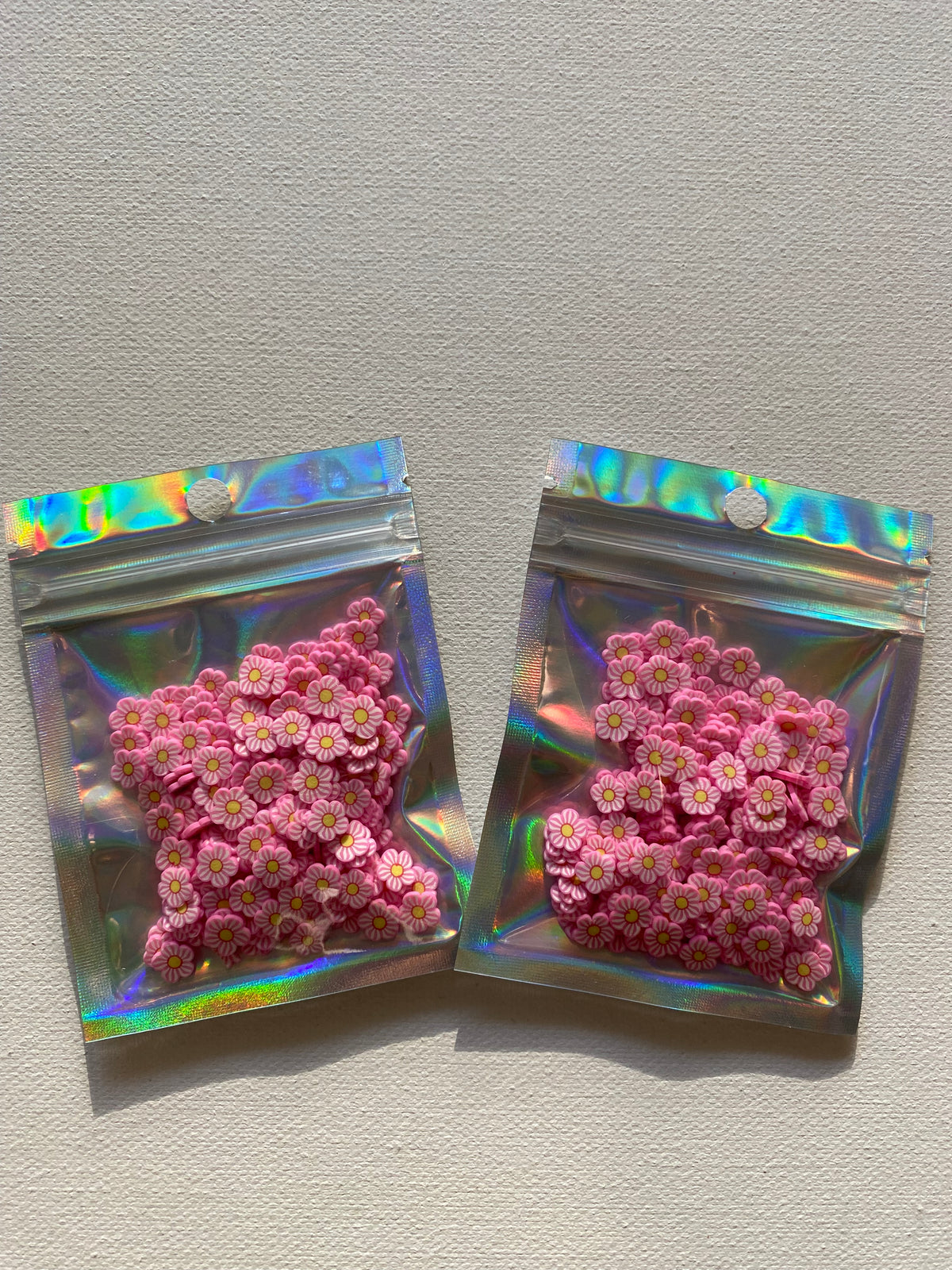 Pink flowers polymer clay, 10 grams