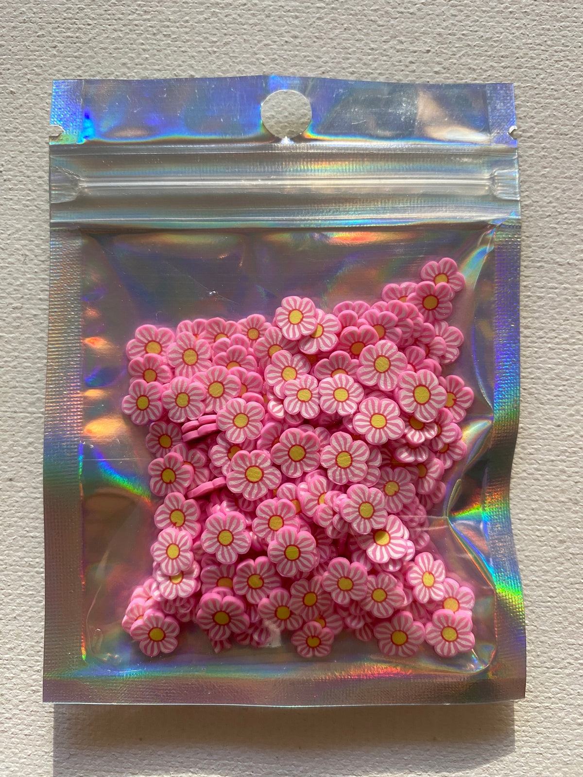 Pink flowers polymer clay, 10 grams