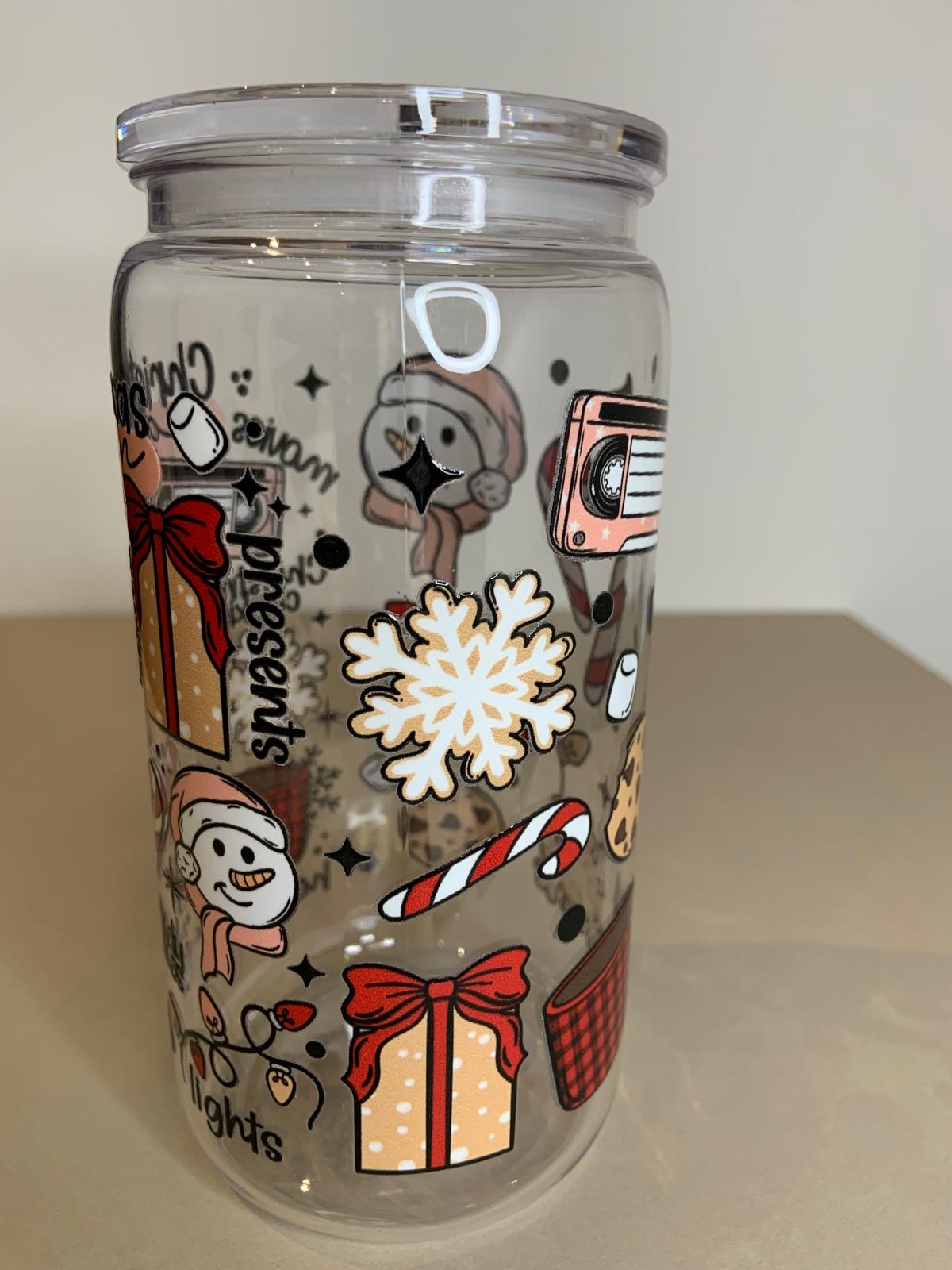 Christmas Season cold cup, 16oz, single wall.