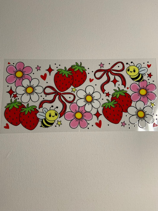 Bees, Flowers and Strawberries Decal