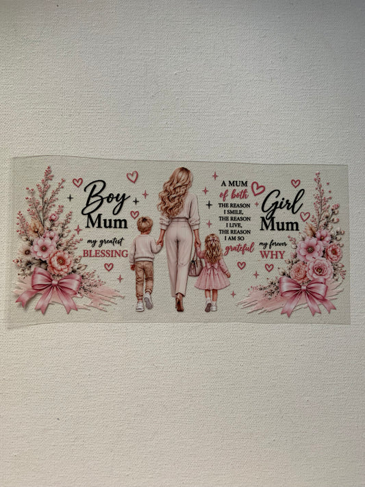 Boy and girl mum decal