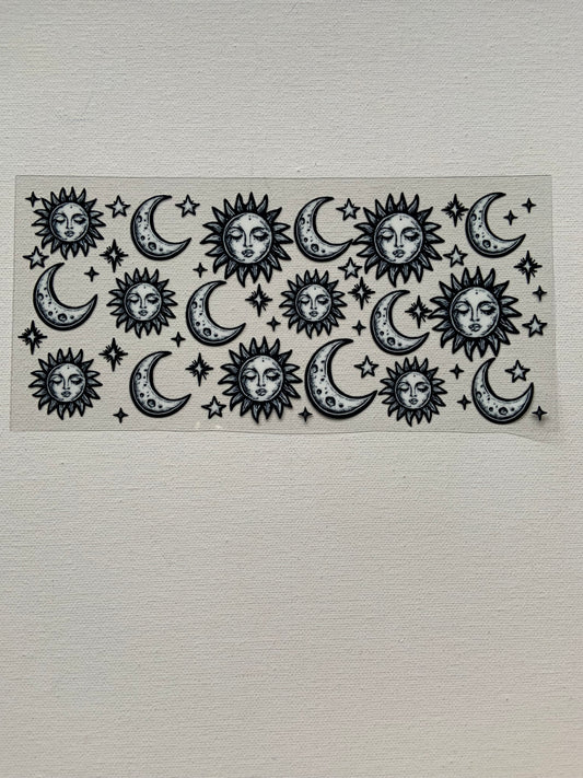 Moon and sun decal