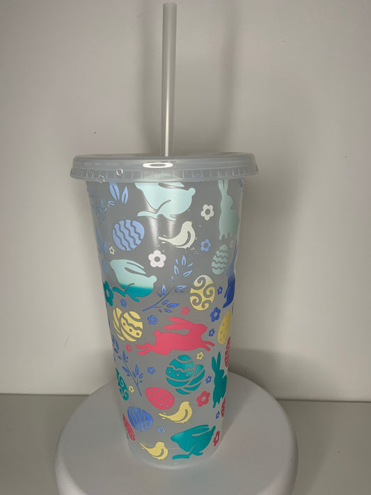 Easter magic colour changing tumblers, 24 oz, with lid and straw