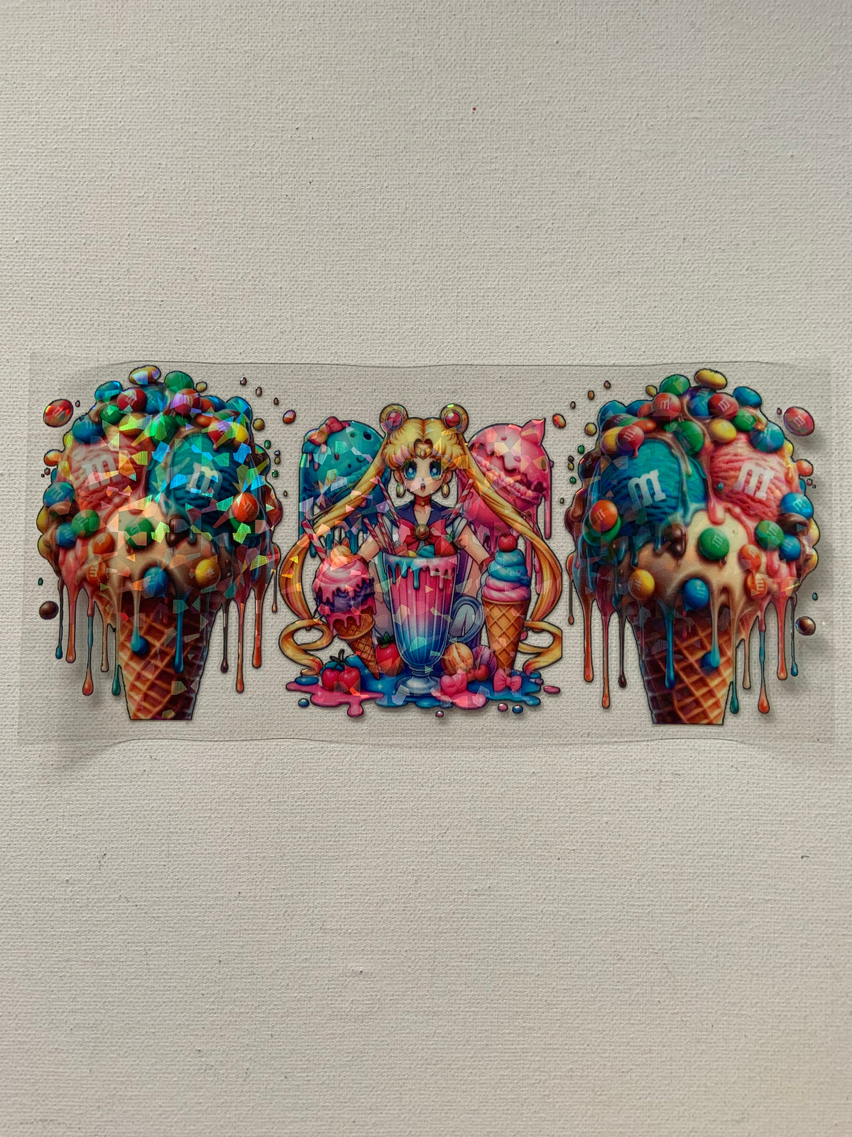 M and ms ice cream holographic decal