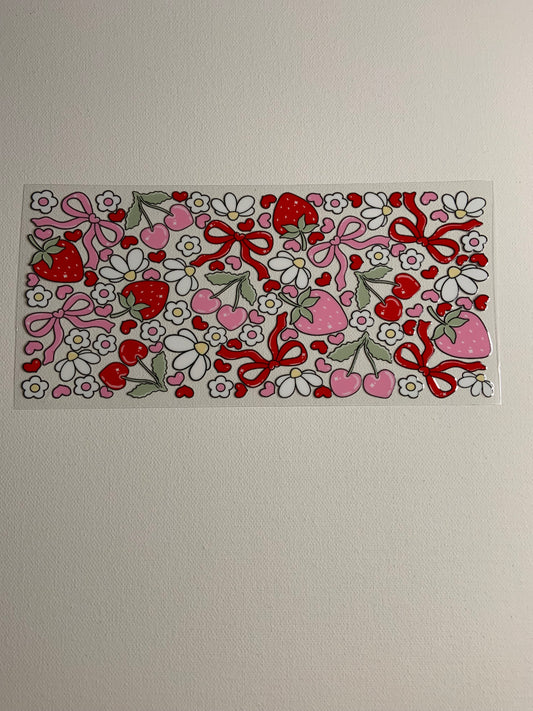 Strawberries, Flowers and Bows Decal
