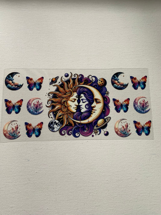 Moon and sun decal