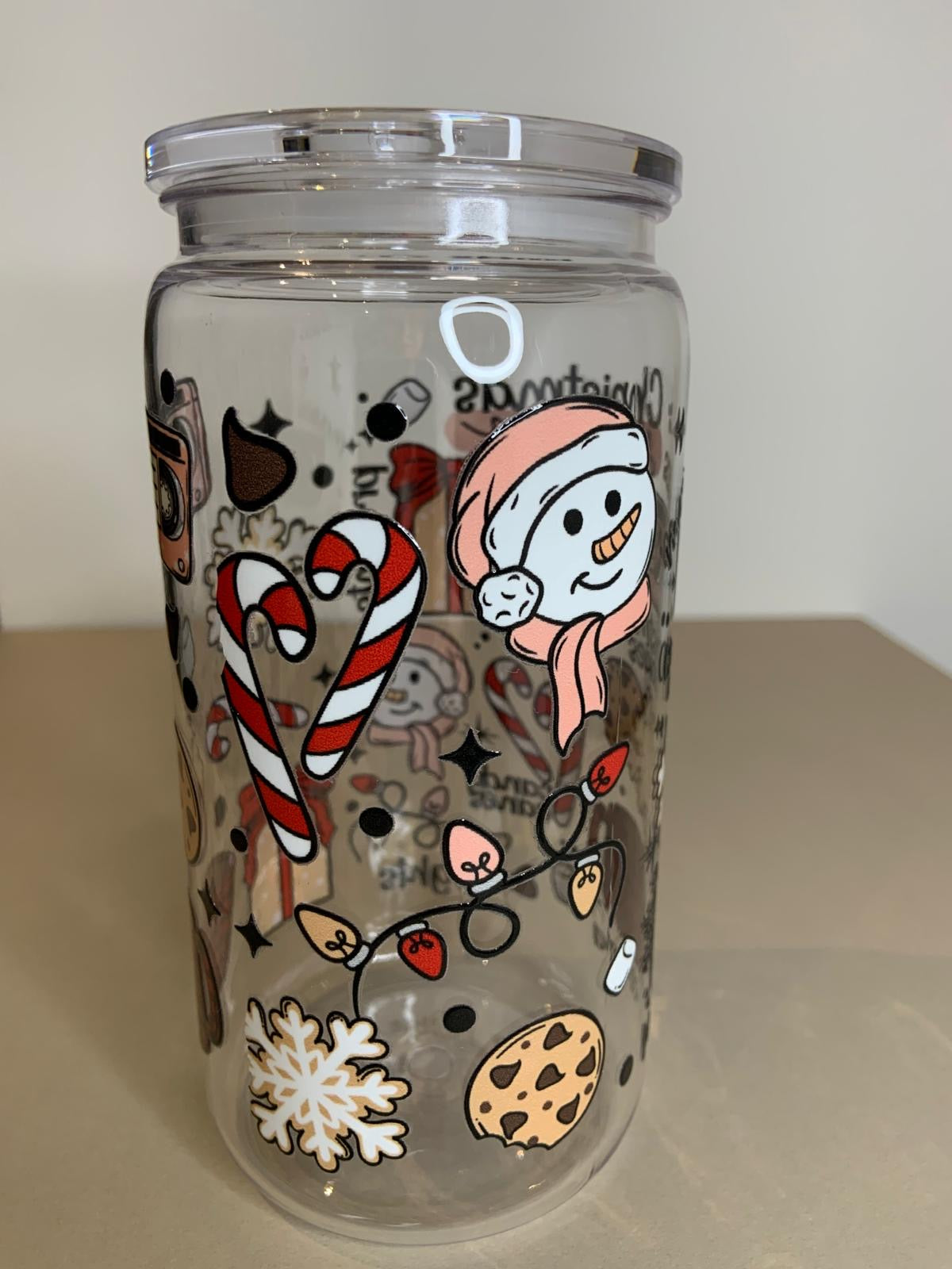 Christmas Season cold cup, 16oz, single wall.