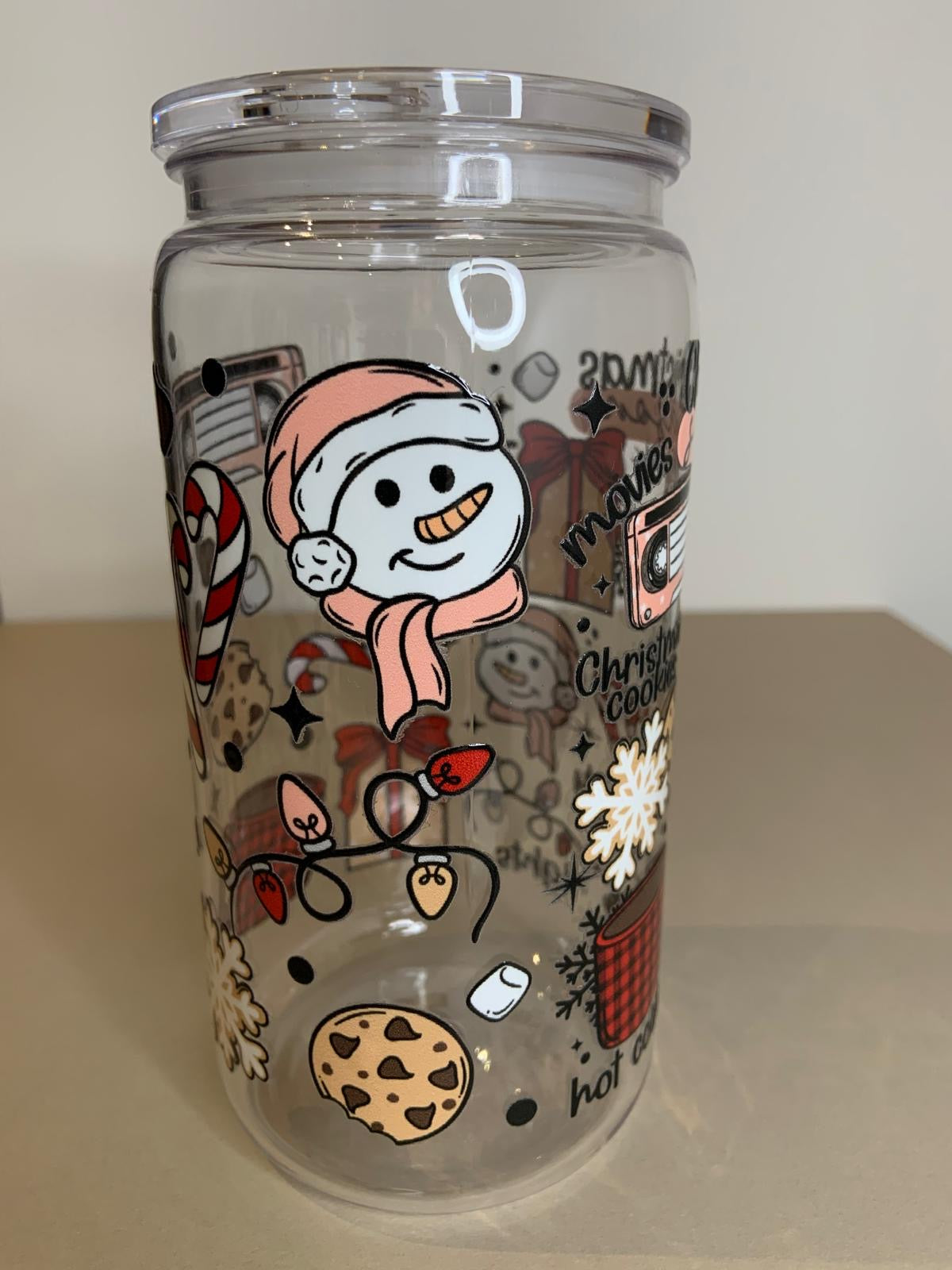 Christmas Season cold cup, 16oz, single wall.