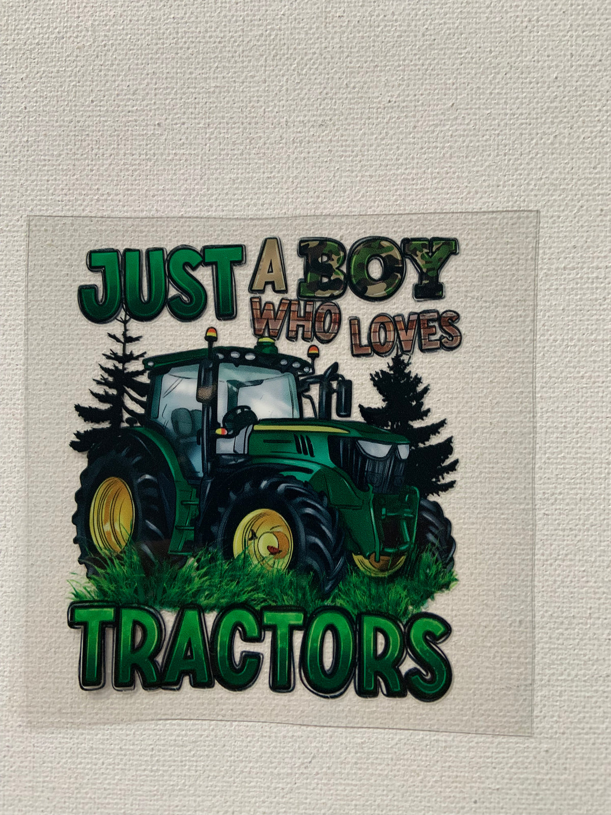 Small decal just a boy who loves tractors