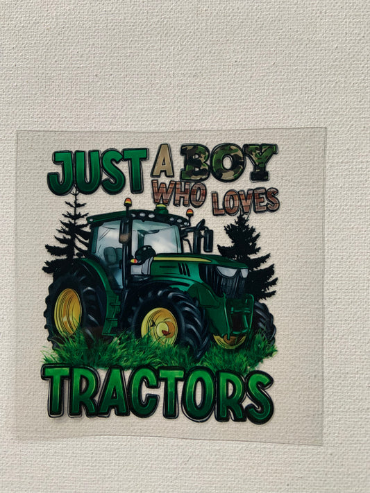 Small decal just a boy who loves tractors