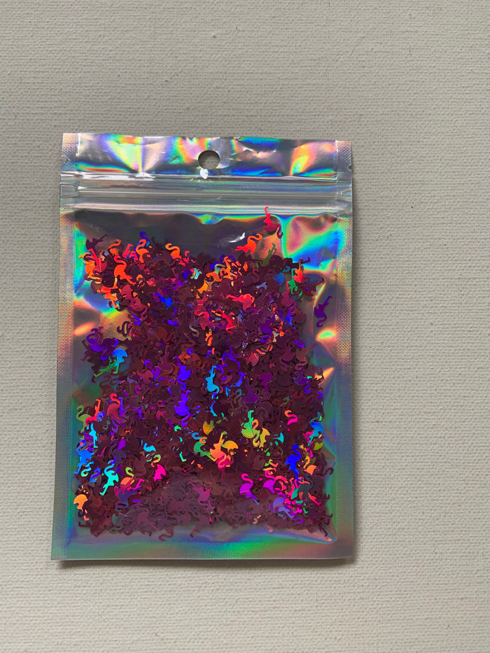Shaped glitter Flamingo bright pink colour, 10 grams of products (without packaging )